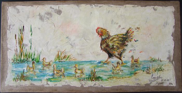 poule avec canard à l`eau